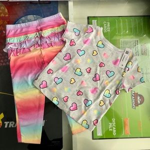 Little Girls Kids 24M Rainbow Hearts & Pants Outfit